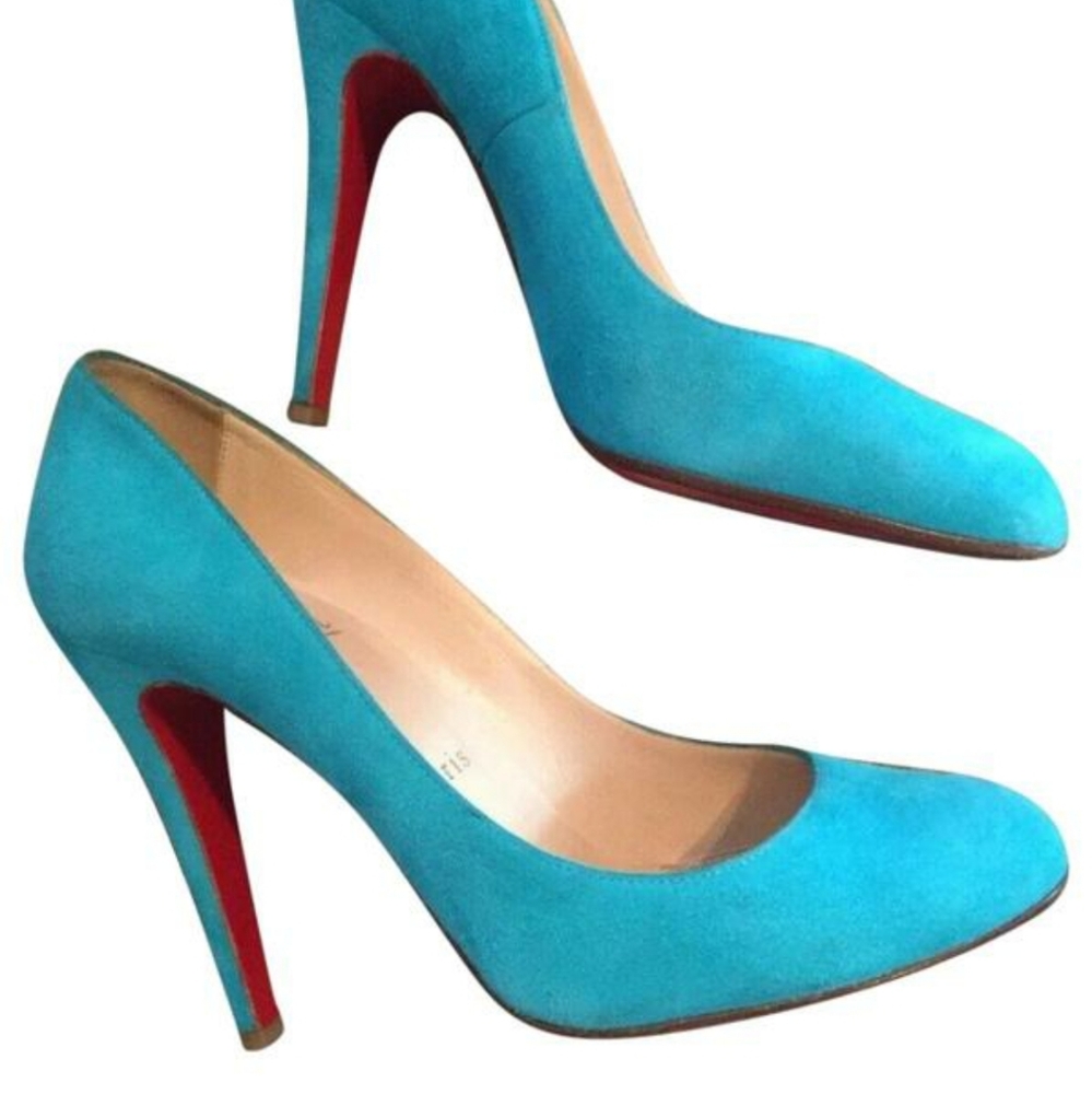 Turquoise Christian Louboutin Suede Heels